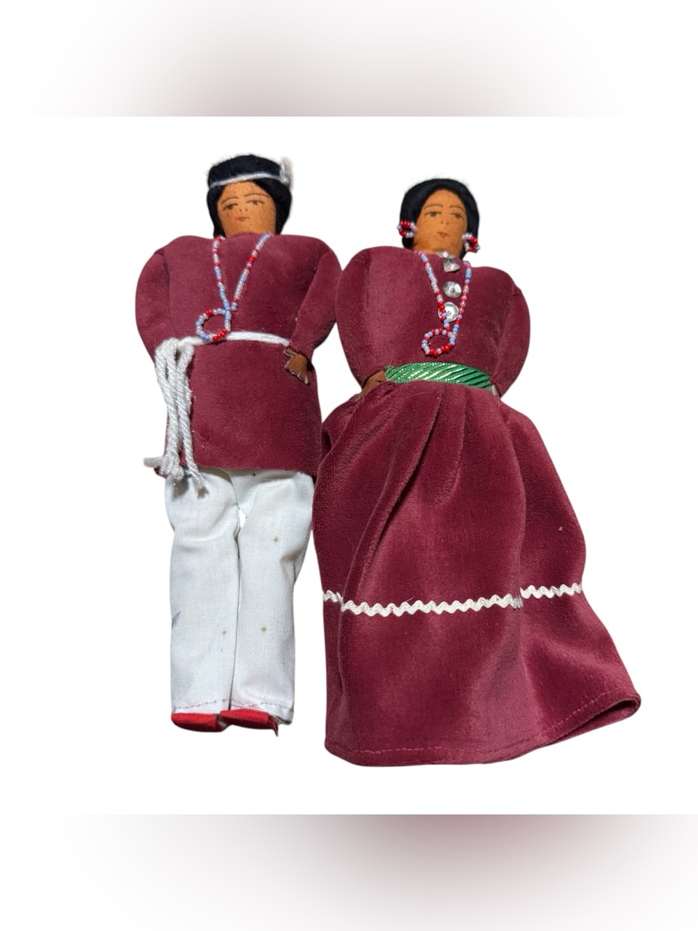 Vintage Navajo Doll Man & Woman Cloth Native American Indian Handmade